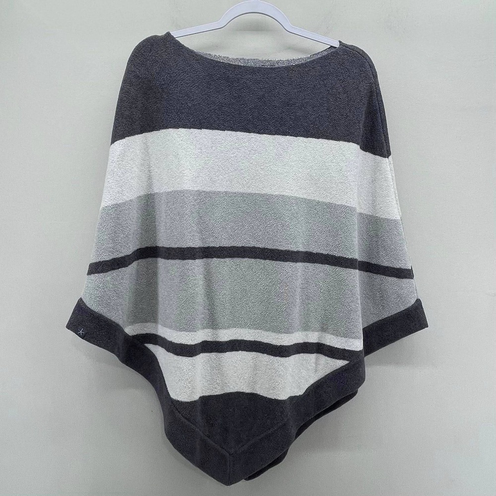 Barefoot Dreams Cozy Chic Ultra Light Poncho O/S Blue Stripe Cozy Warm BDWCU1966